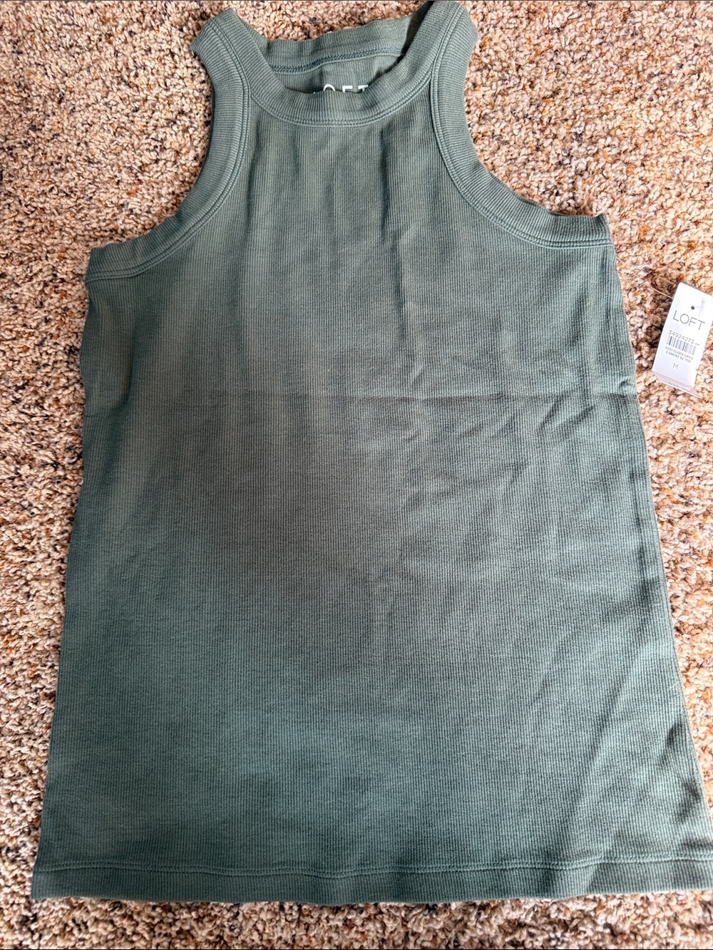 LOFT Dark Olive Ribbed Tank Top